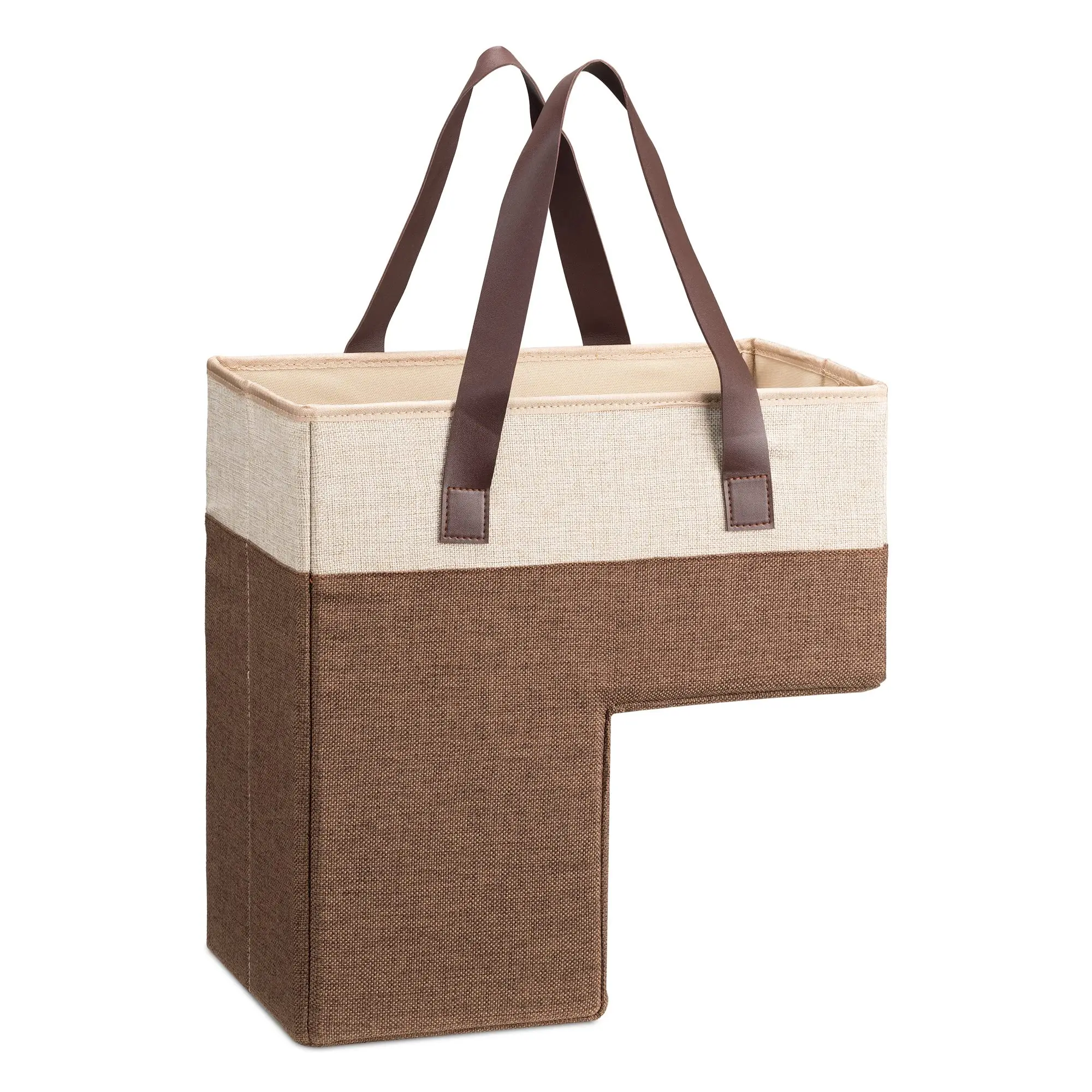 Stair Basket - L-shaped Staircase Organizer With Handles Foldable Collapsible Step Storage For Carpeted And Wooden Stairs