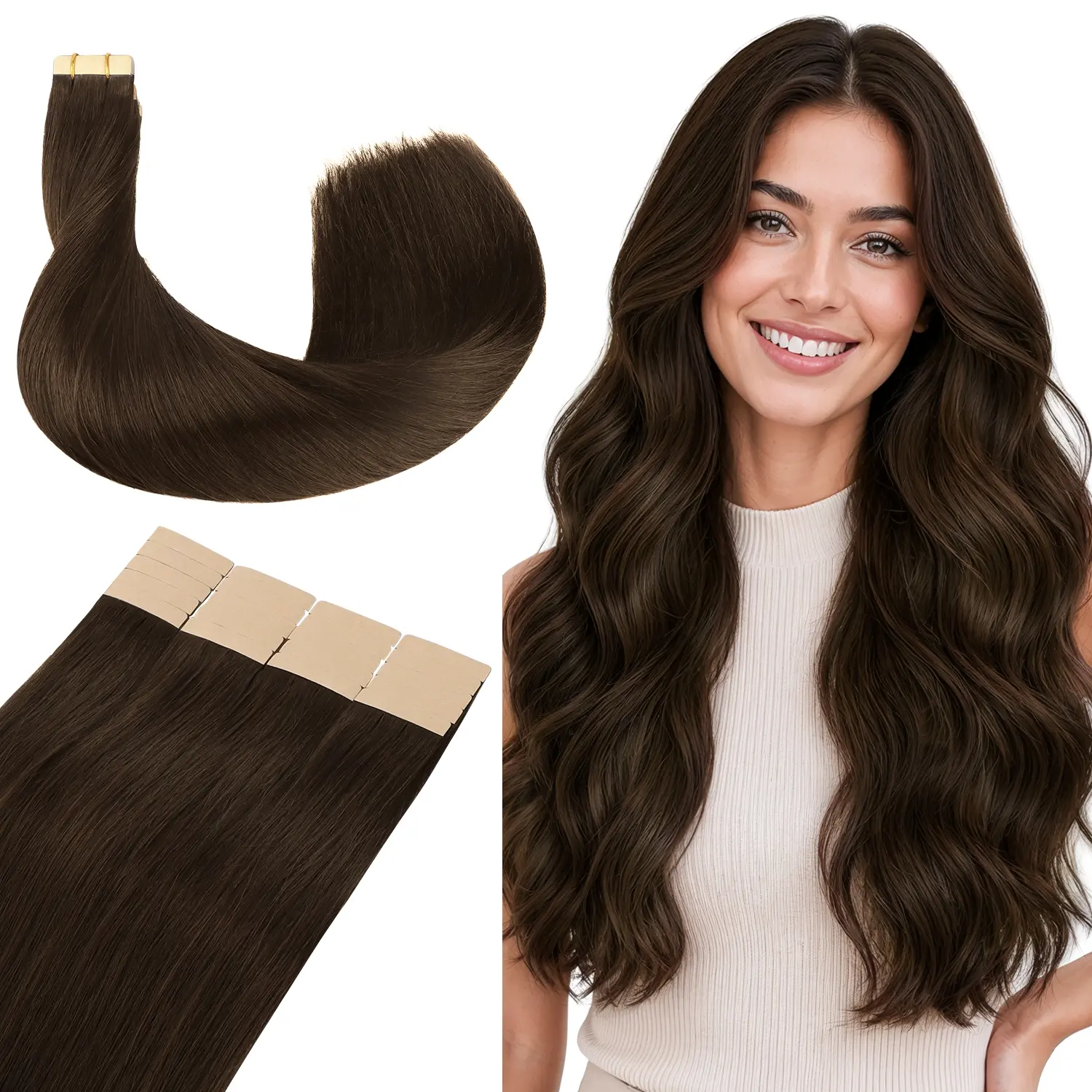 GOO GOO Tape in Human Hair Extensions | 10/20/40pcs Available, Colored Shades for 10pcs, Natural Straight summer hairstyles #sohochic GOO GOO Tape in Human Hair Extensions | 10/20/40pcs Available, Colored Shades for 10pcs, Natural Straight summer hairstyles #sohochic