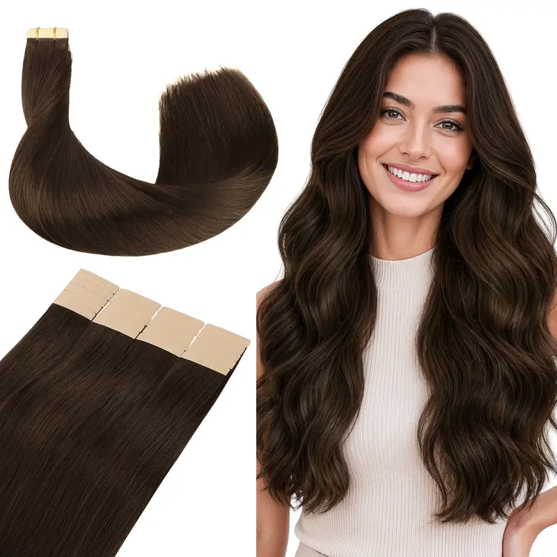 GOO GOO Tape in Human Hair Extensions | 10/20/40pcs Available, Colored Shades for 10pcs, Natural Straight #sohochic #TikTokShopFallDealsForYou