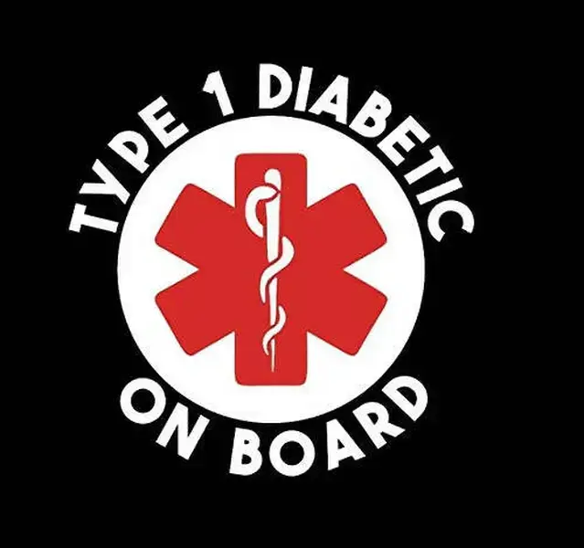 Type 1 Diabetic On Board Window Sticker