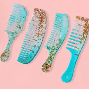 Four-Piece Crescent Comb Long Handle Silicone Mold, DIY 3D Comb Making Silicone Mold, Perfect for Crafting and Personalization