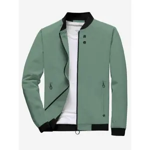 Men's long sleeved zipper front stand up collar warm jacket, loose classic casual winter jacket, men's outerwear for spring and autumnRAIMENTRY