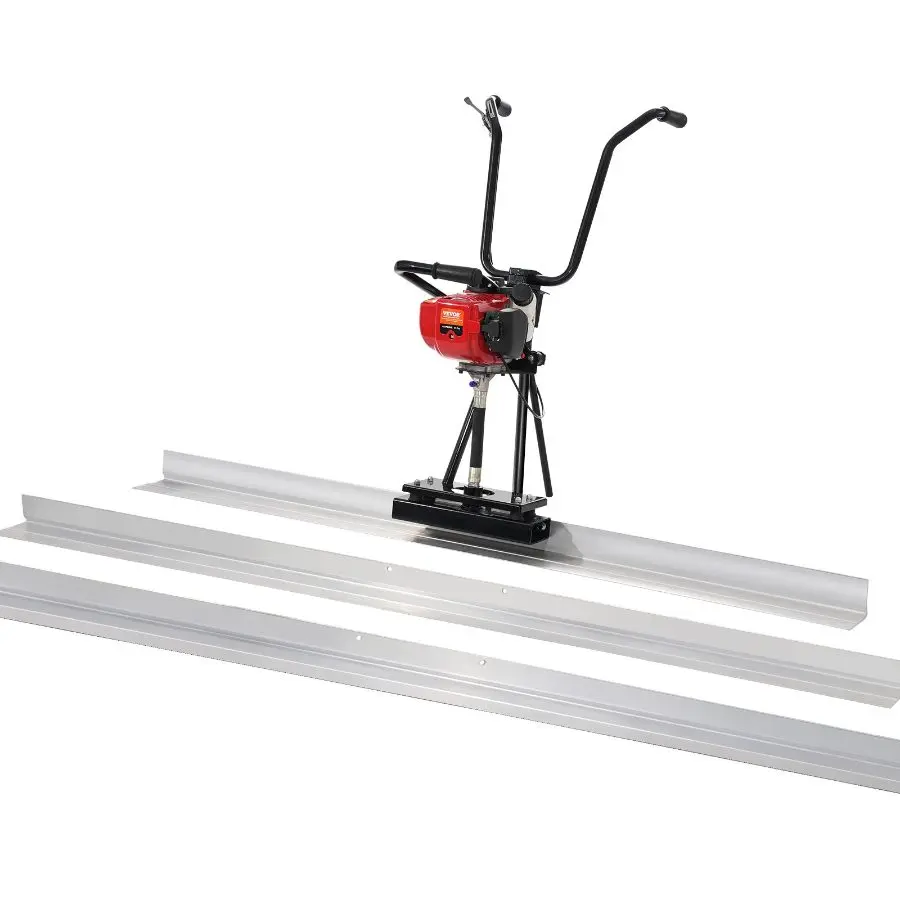 【Summerfinds】VEVOR Gas Concrete Power Screed Straightedge Guide Tool Kit, 6500 RPM Motor, 6ft/8ft/11ft Aluminum Board, 4-Stroke Cement Finishing Vibrator, Height-Adjustable Handles, High-Efficiency Concrete Tool