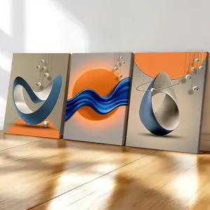 3-count wooden frame canvas, modern light luxury geometric art poster, Modern Abstract Design, abstract art decoration, exquisite living room wall decoration, fashionable family poster, suitable for bedrooms, offices, corridor art