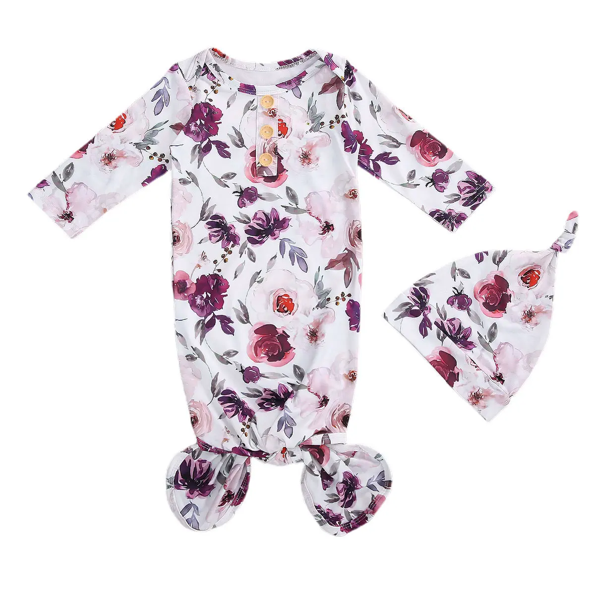 Newborn Baby Girls Floral Sleep Gown Headband Sleepwear Romper Sleeping Bags Outfits