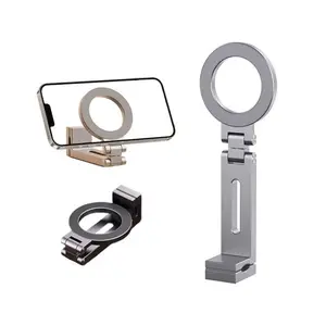 Magnetic Phone Stand Magsafe Travel Portable 360 Rotation Desktop Foldable Rotating Tripod Holder, Durable & Lightweight Design