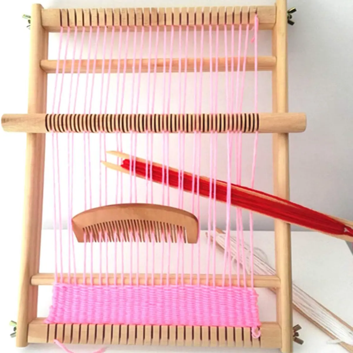 Weaving Loom Kit,15"*9.8" Wooden Tapestry Looms with Stand,Wooden Multi-Craft Weaving Loom with Comb for Beginner Adults Handmade Diy