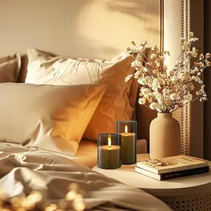 Flameless Candles with Remote and Timer, Operated Flickering LED Pillar Candles for Romantic Ambiance and Home Decoration,3Pack (D:3.2" x H:4" 5" 6").... diptyque candle warmer lamp candles wax melts