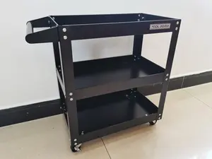 Metal Steel Tool Storage Cabinet 3-Tier Garage Storage Cabinet Car 100lb Total Loading Weight, Black, Sutiable for Garage, Warehouse and Workshop Red toolbox Heavy Duty