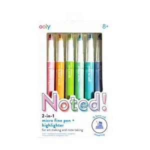 Noted! 2-in-1 Micro Fine Tip Pen and Highlighters - Set of 6
