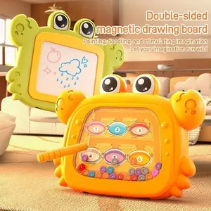 Children's Magnetic Double-Sided Drawing Board, Pen-Controlled Logical Thinking and Pen-Drawing Doodle Board, One Side with Self-Moving Bead Maze Game, Double-Sided Writing Board Toy