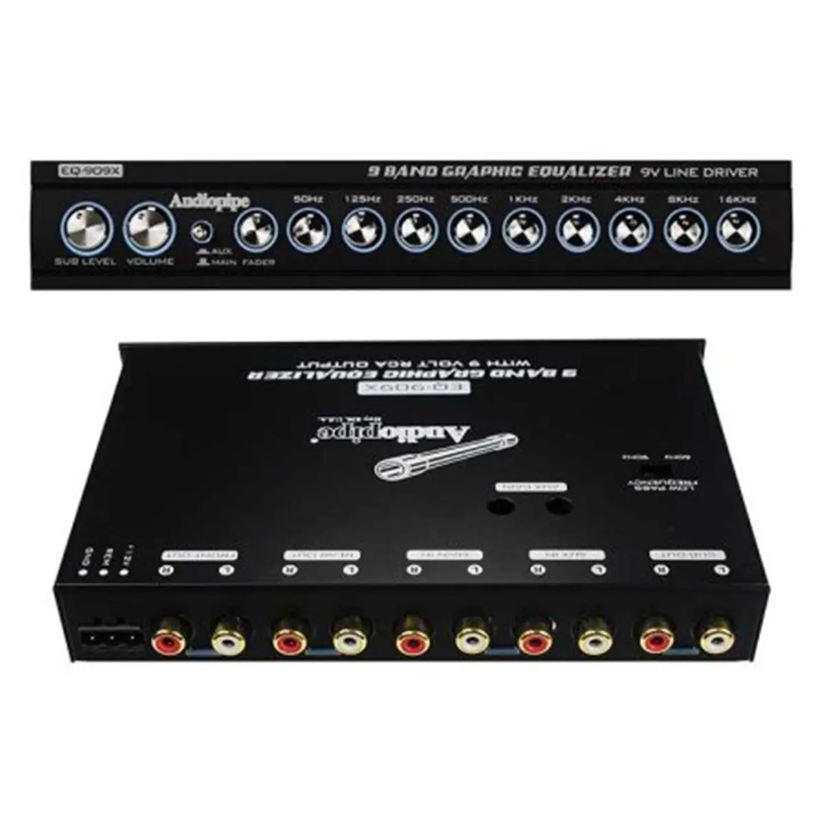 Audiopipe EQ909X 9-Band Equalizer with Voltage Display, 1.7 lbs, 2"x9" Amplifier Accessory for Business, Car & Indoor Use by Music Lovers