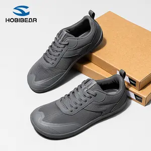 HOBIBEAR Wide-Toe Barefoot Casual Sneakers - Lace, Sports-Inspired, Grippy Flat Casual Trainers for Men, Extra-Wide Toe Box Footwear for Spring & Autumn Sports Use, Flat Sneakers, Lace Casual Trainers