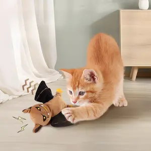 USB Rechargeable Pet Electric Toy Halloween Little Monster with Catnip- Bite-Resistant & Washable Cartoon Design for Cats - Safety Plush Material