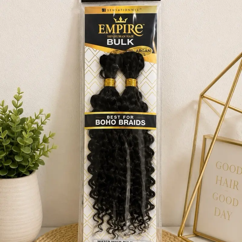 Sensationnel Empire 100% Human Hair Bulk, 18in Water Wave - Ideal for Boho Braids