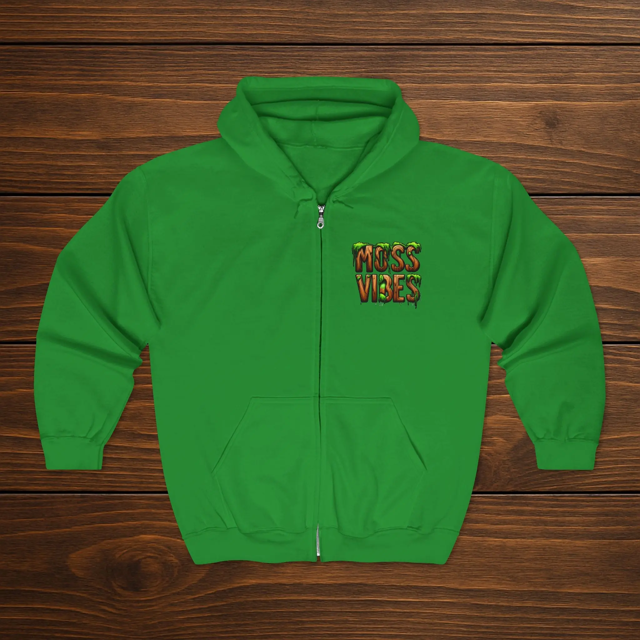 Moss Vibes Zip-Up Hoodie | Forestcore Fleece Jacket