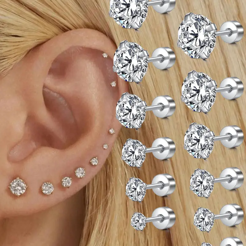 Rhinestone Decor Stud Earrings, Trendy Matching Stud Earrings for Women & Men for Party, Classic Fashion Accessories for Daily Wear