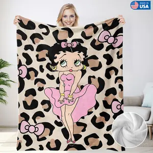 BETTY BOOP Cartoon Blankets Ultra Soft Polyester Cozy for Bed Sofa Travel Car Use Perfect BirthdayGift for Wife Mother Grandma New Mom Wall Decoration Wedding