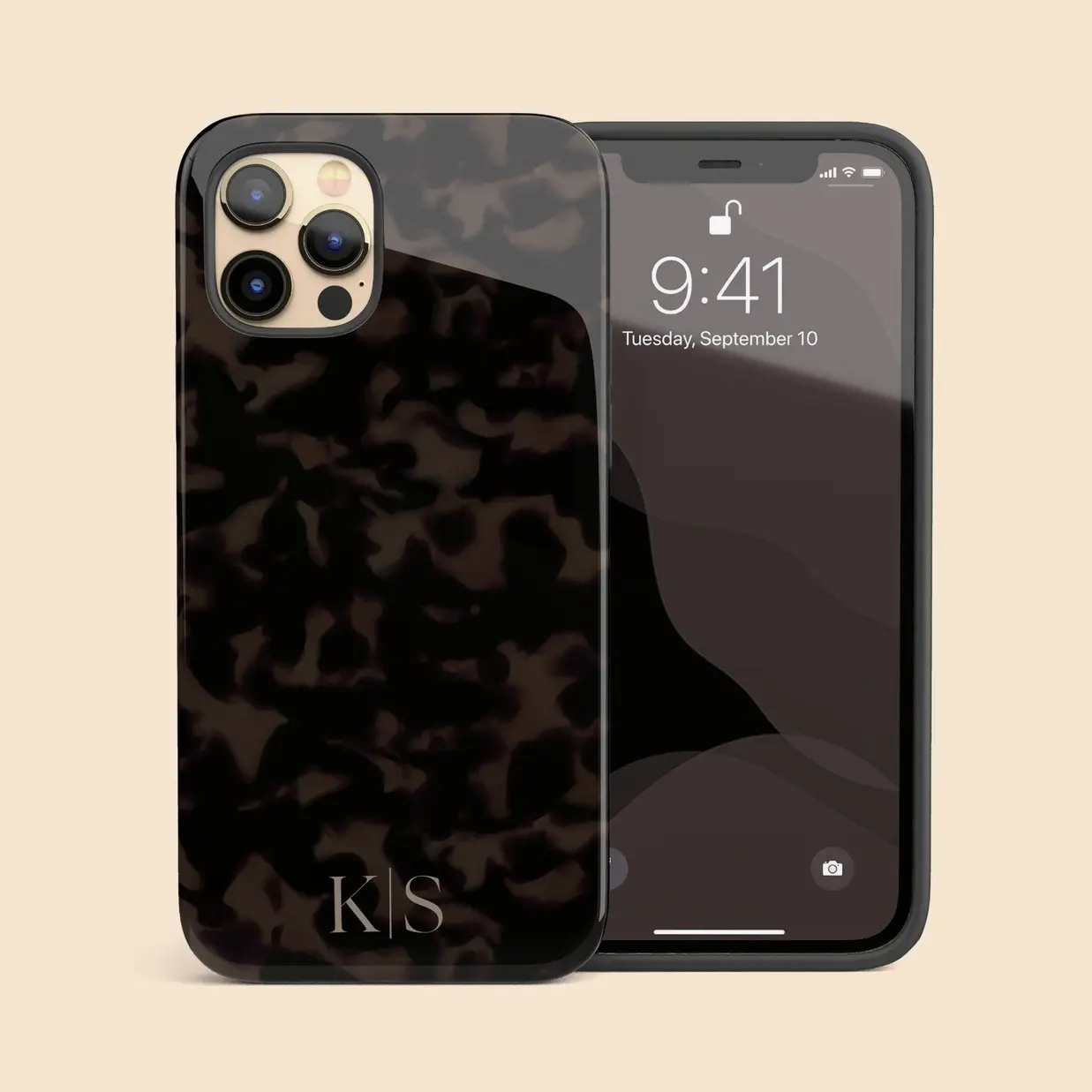 Magsafe Custom Initials iPhone Case, Magsafe Compatible Personalized Monogram Tortoiseshell iPhone Case