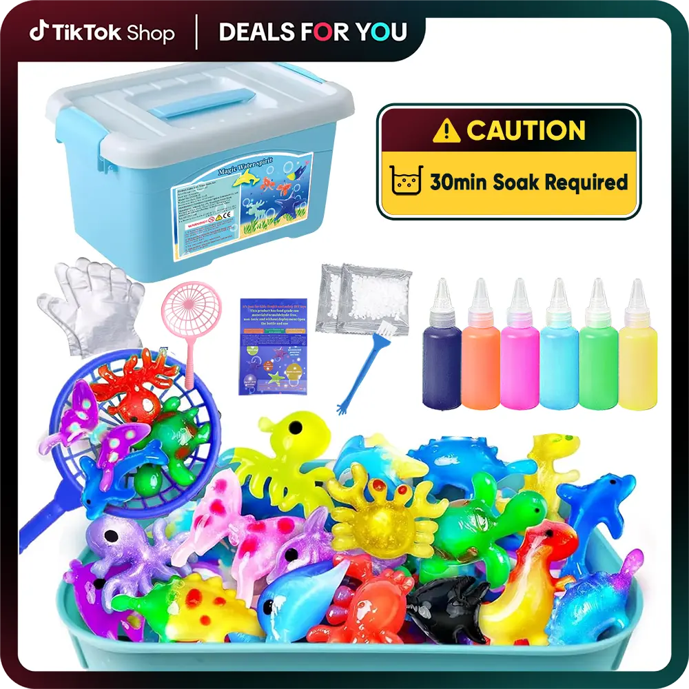 Nfutreon Magic Water Elf DIY Kit Grow Gel Fairy Animals STEM Educational Toys for Kids, BlackFriday, Creative Birthday Gifts Party Favors Family Friendly Science Project Magic Powder Pack Glow Magic Water Elf