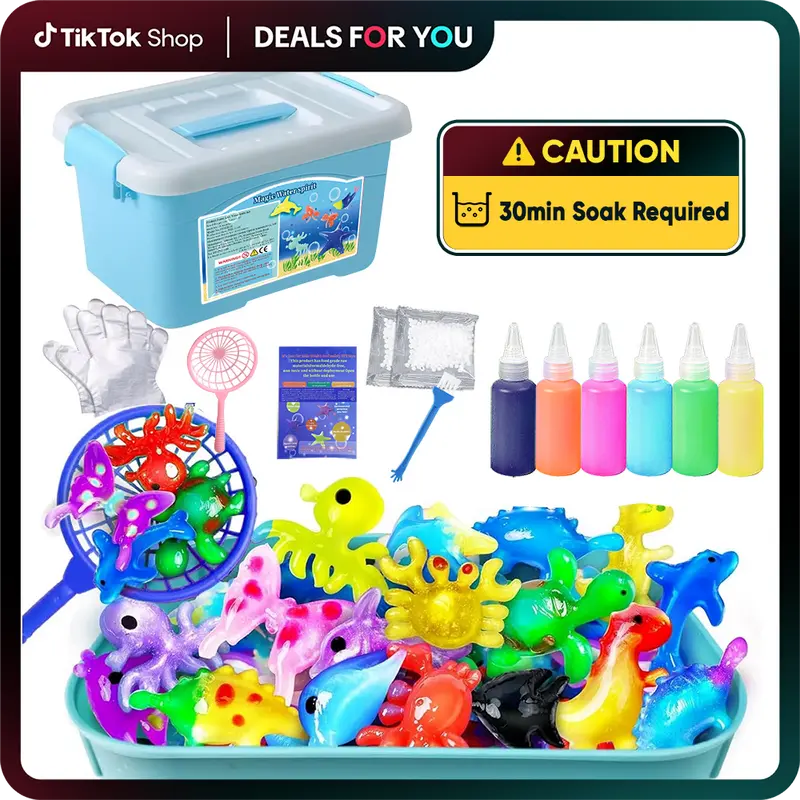 Nfutreon Magic Water Elf DIY Kit Grow Gel Fairy Animals STEM Educational Toys for Kids, BlackFriday, Creative Birthday Gifts Party Favors Family Friendly Science Project Magic Powder Pack Glow Magic Water Elf