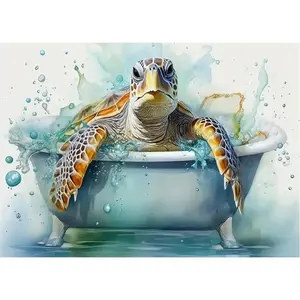 Sea Turtle  Art Painting Kits for Adults, Full Drill Bath Turtle  Dots Paintings for Beginners, 5D  with  Pictures  Art Painting Kits DIY Crafts Kits 12x16inch