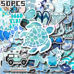 50PCS Blue Fashion Trend Aesthetic Stickers Pack, Stylish Modern Minimalist Illustration Vinyl Stickers for Scrapbooking, Journal, Planner, Album, Laptop, Water Bottle, Phone Case, DIY Craft Decoration, Gift Wrapping, Envelope Seals, Packaging Labels