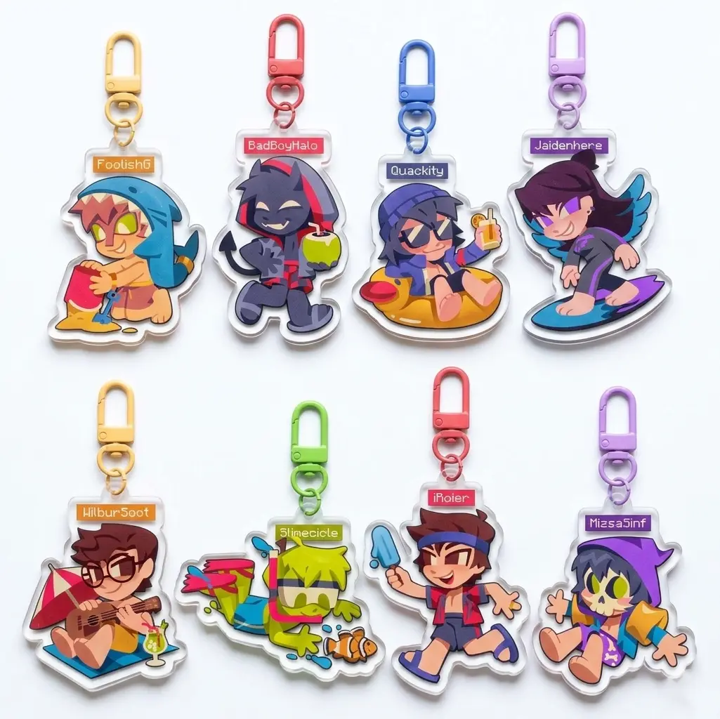 acrylic keychain QSMP Charm Series – Enjoy The Island Collection, perfect for attaching to bags, keys, or as a gift.