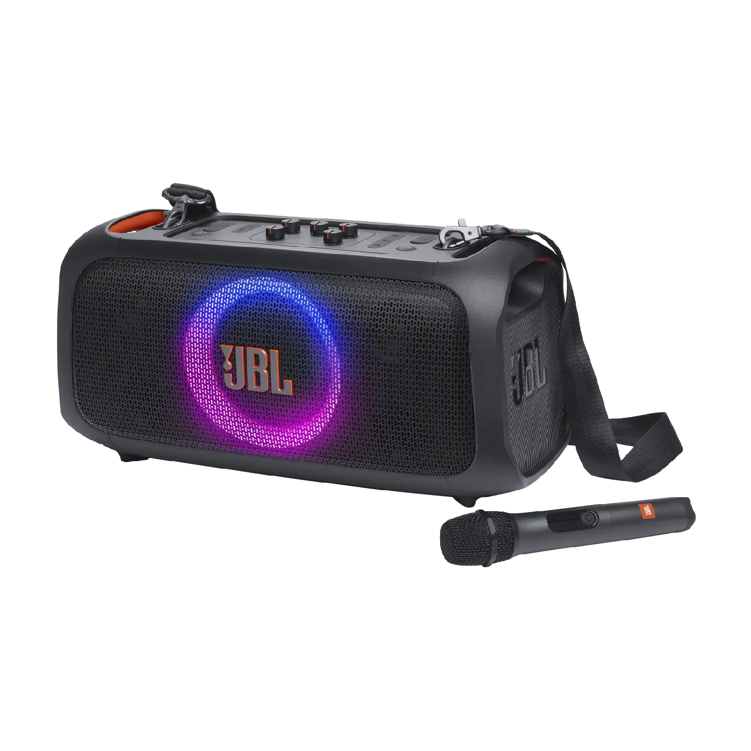 JBL PartyBox On-the-Go Essential, Portable party speaker with built-in lights and wireless mic