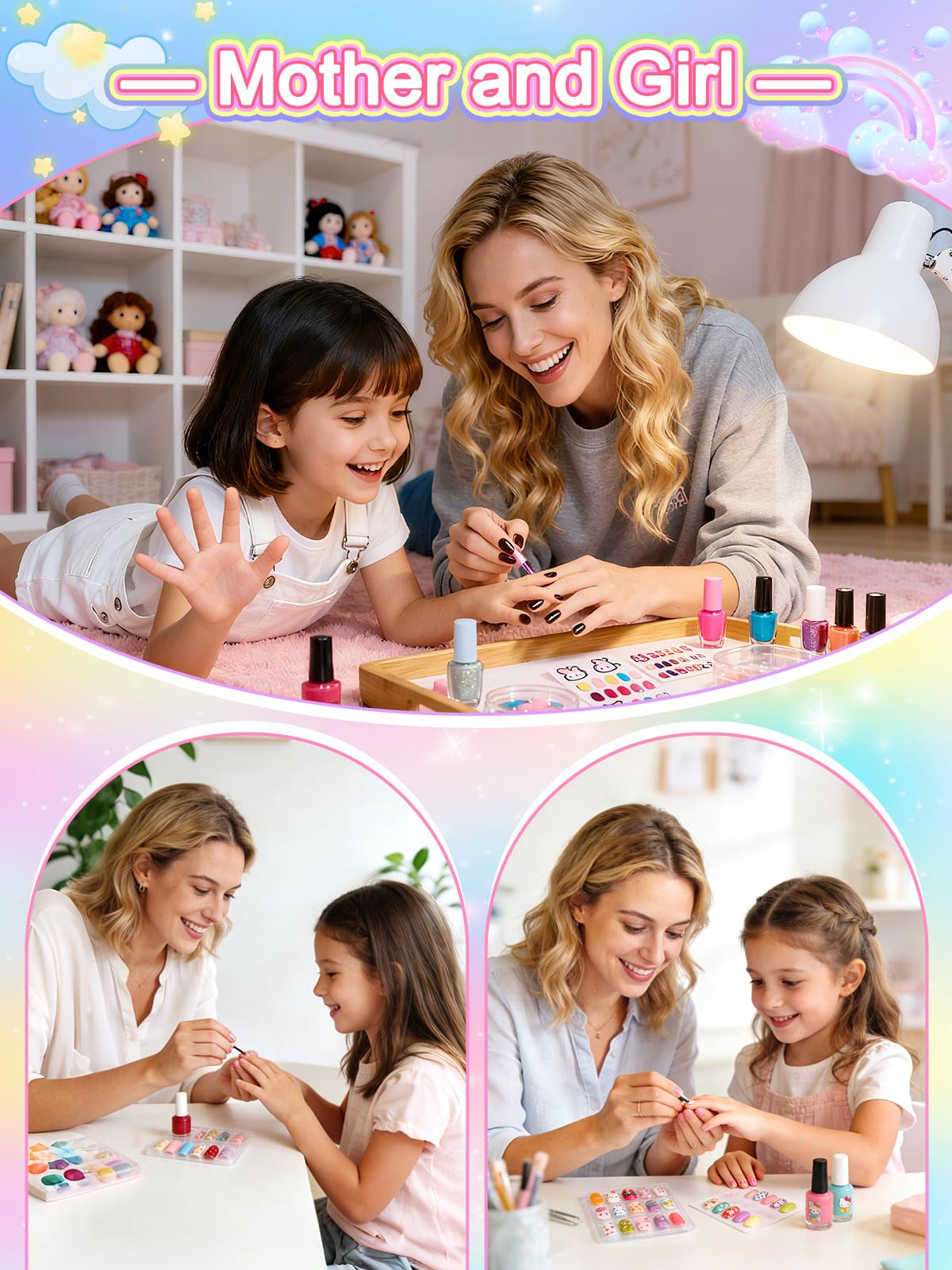 EBANKU 78 Pcs Press on Nail Kids, Frog 3 Pack Children Fake Nail Kit Full Cover Short False Fingernails with Nail Glue Nail Tools for Girl Nail Decoration