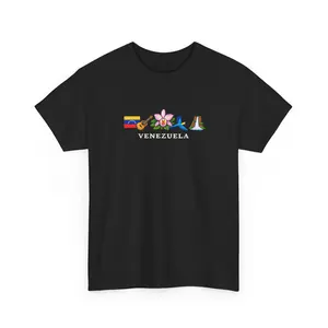 Venezuela Icons Tee | Flag, Orchid, Arepa, Hat, Tropical Symbols venezuelans t shirt