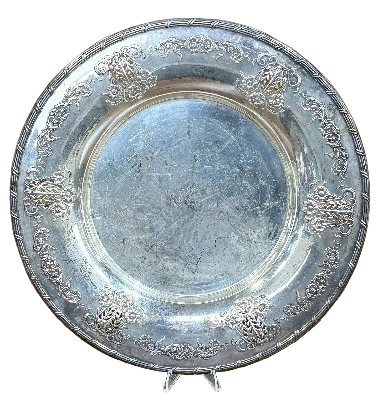 Vintage Ardsley Tudor Plate Onedix Community 2008 Floral Serving Plate - Stunning Floral Motif Sterling Plate Serving Dish