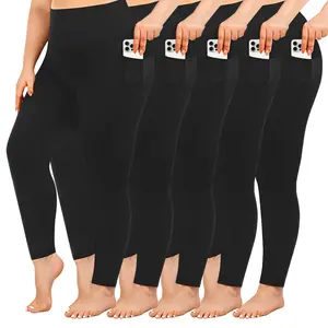 Plus Size Leggings with Pockets  for Women Tummy Control High Waist Womens Leggings Workout Yoga Pants Black Leggings