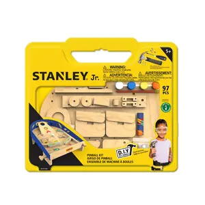 STANLEY JL. Kids Pinball Machine Kit - 97 PCS DIY Construction Set for Interactive Learning Physics, Engineering, and Mechanics