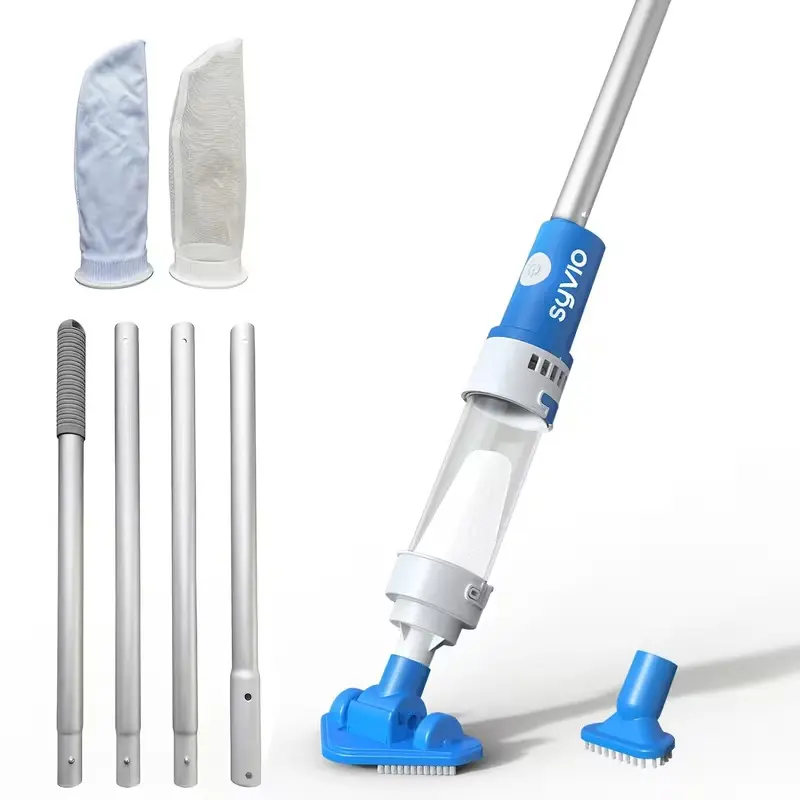 Handheld Pool Vacuum for Above Ground Pool, Cordless Pool Cleaner with Telescopic Pole, 9.5 GPM Powerful Suction, 60-Min Runtime Rechargeable for Inground Pools, Spas, Hot Tubs