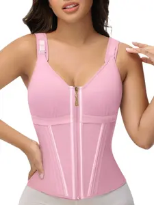 1 Count Women's Abdomen Smoothing Body Shaper Belt, Fajas, Colombian Shapewear, High Compression Shapewear, Tight-Fitting Girdle with Bra, Adjustable Hooks and Zipper Closure Shapewear Tops, Waist Trainer, Suitable for Daily Use & Party & Training