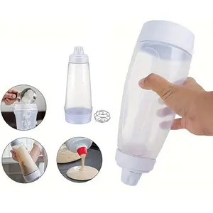 Handheld Batter Dispenser, Batter Mixing Bottle with Scale, Pancake Batter Dispenser,Pancake Batter Dispenser with Blender Balls, Kitchen Batter Squeezer Bottle Suitable for Cupcakes, Pancakes, Muffins Smooth Kitchen Goods, Baking Sets Bakeware Utensils