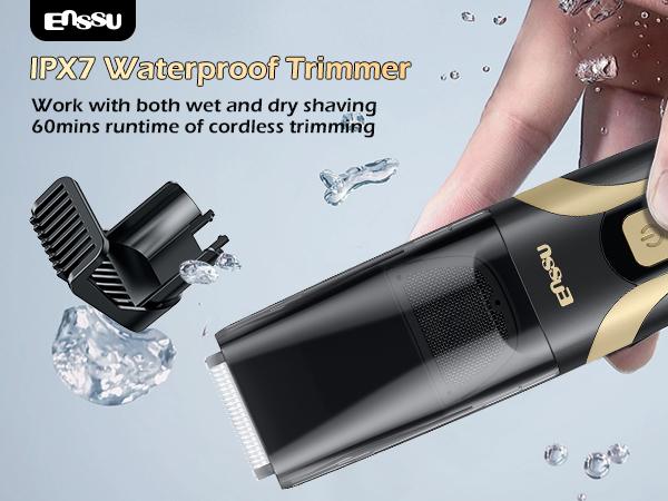 Enssu Vacuum Beard Trimmer for Men, Auto Hair Suction Electric Trimmer, 2 Guide Combs, Adjustable Length Dial, Waterproof Cordless Grooming Kit for Beard, Face & Body