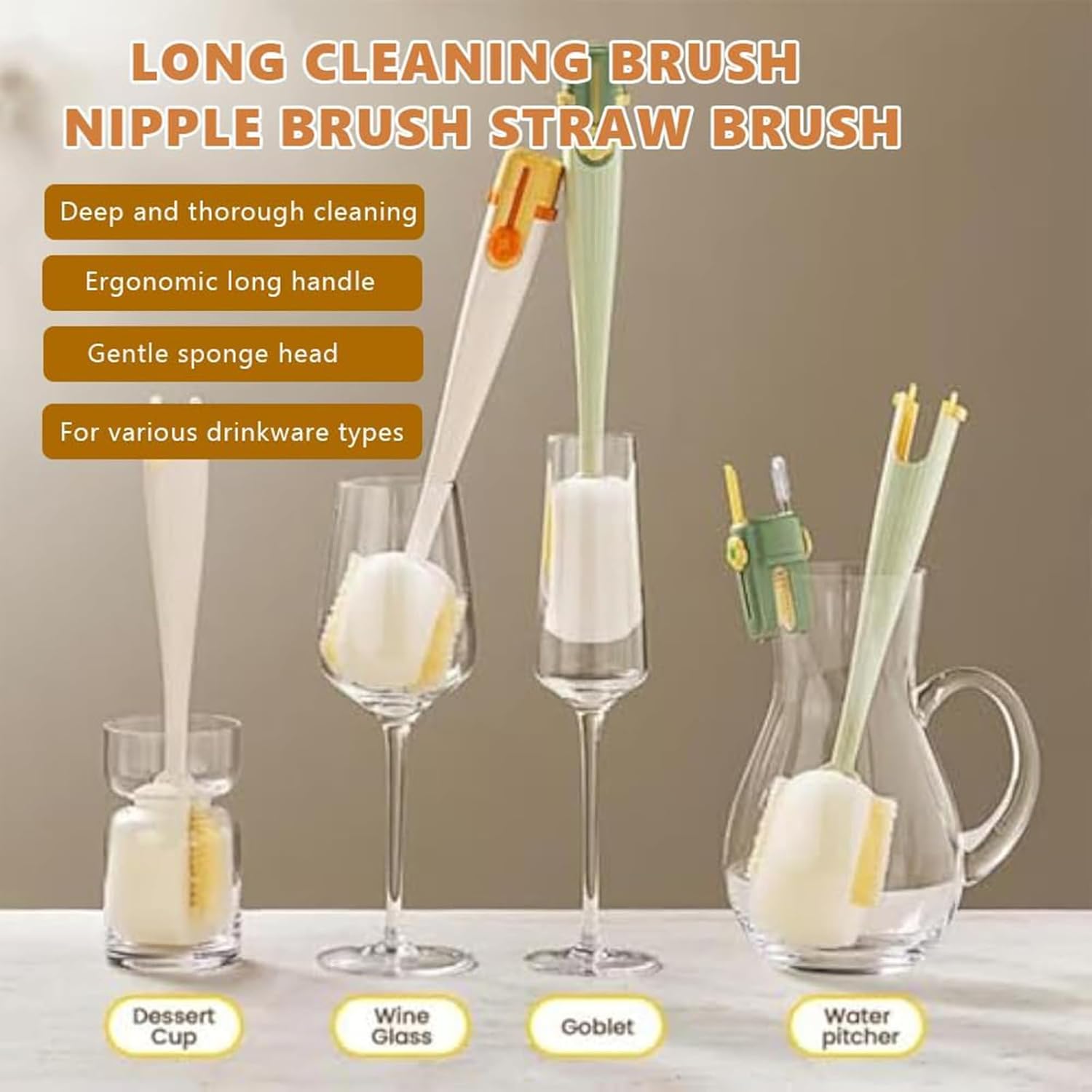 Multifunctional 5-in-1 Bottle Brush Bottlewasher – Great for Cleaning Cup Lids & Home Kitchen Chores