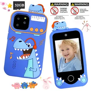 Kids Learning Toy Phone, 2.8-Inch Touch Screen, Front And Rear Cameras, Dinosaur Unicorn Patterns, Fun Games, Shockproof Silicone Case, Gift For Boys Girls