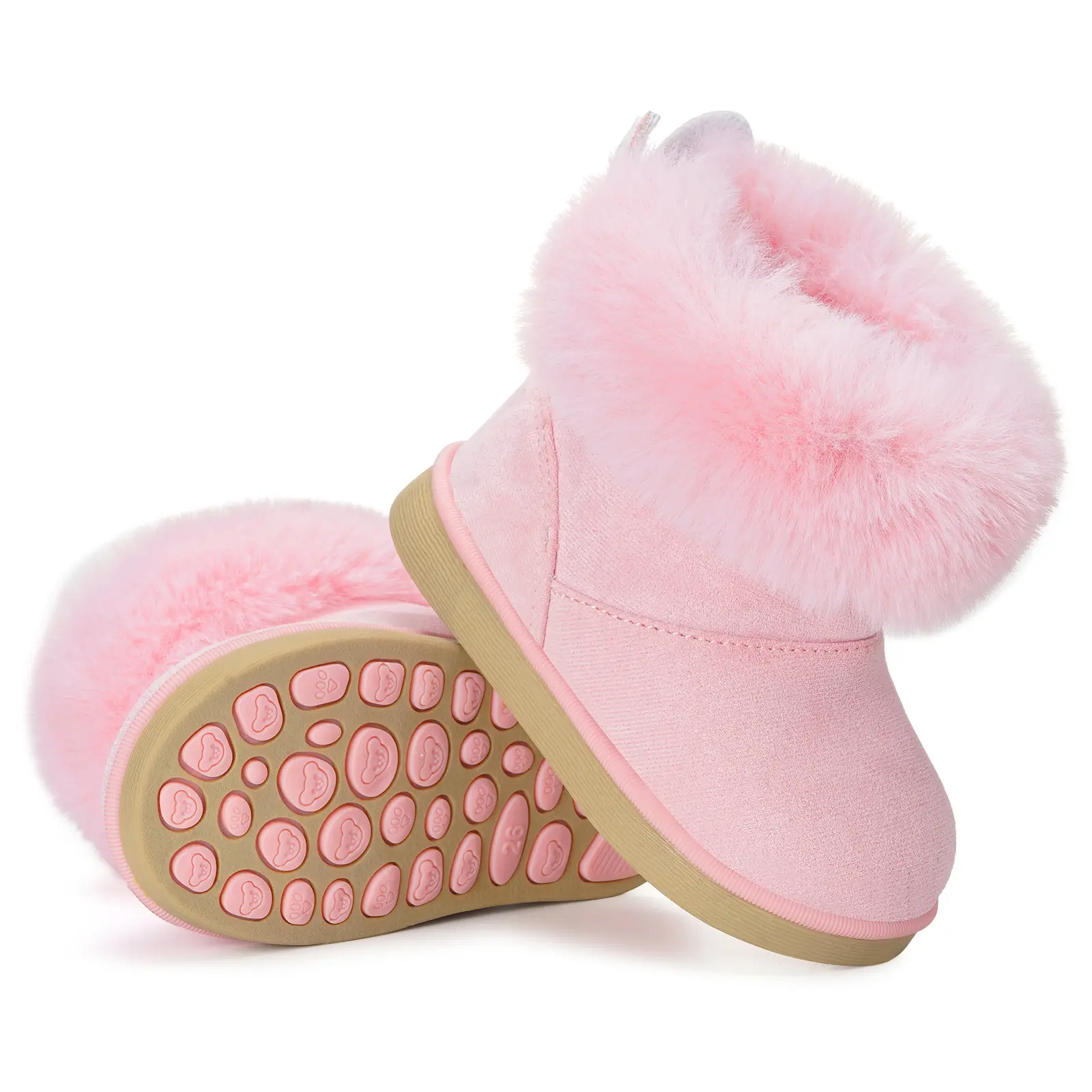 Toddler Snow Boots Girls Winter Boots | Warm, Fur Lined, Kids Ankle booties, Non-Slip, Fluffy Booties, Cold Weather