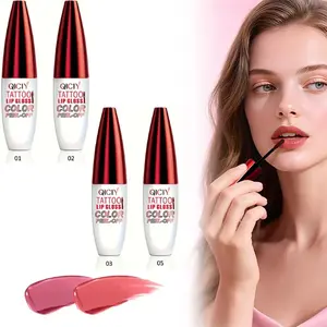 4 Colors Tattoo Lip Gloss Color Peel-Off Lip Tint Stain Set, Mini Water Lipstick,Korean Lip Gloss Moisturizing Natural,Long Lasting Waterproof,Multi-Use Lip and Cheek Tint(#01& #02& #03 #04)
