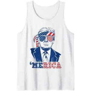 MERICA Trump Tank, Happy 4th Of July Tank, Trump American Flag Funny Tank Top