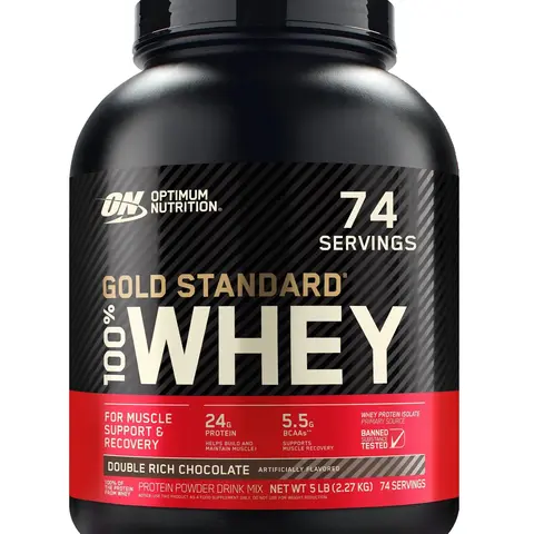 Optimum Nutrition Gold Standard 100% Whey Protein Powder, 5 lbs (2.27 kg) - 24g Complete Premium Blendable Protein, Post-Workout Muscle Recovery Fitness Supplement, Gluten-Free, Chocolate Coconut & Coffee Flavors (20+ Total)