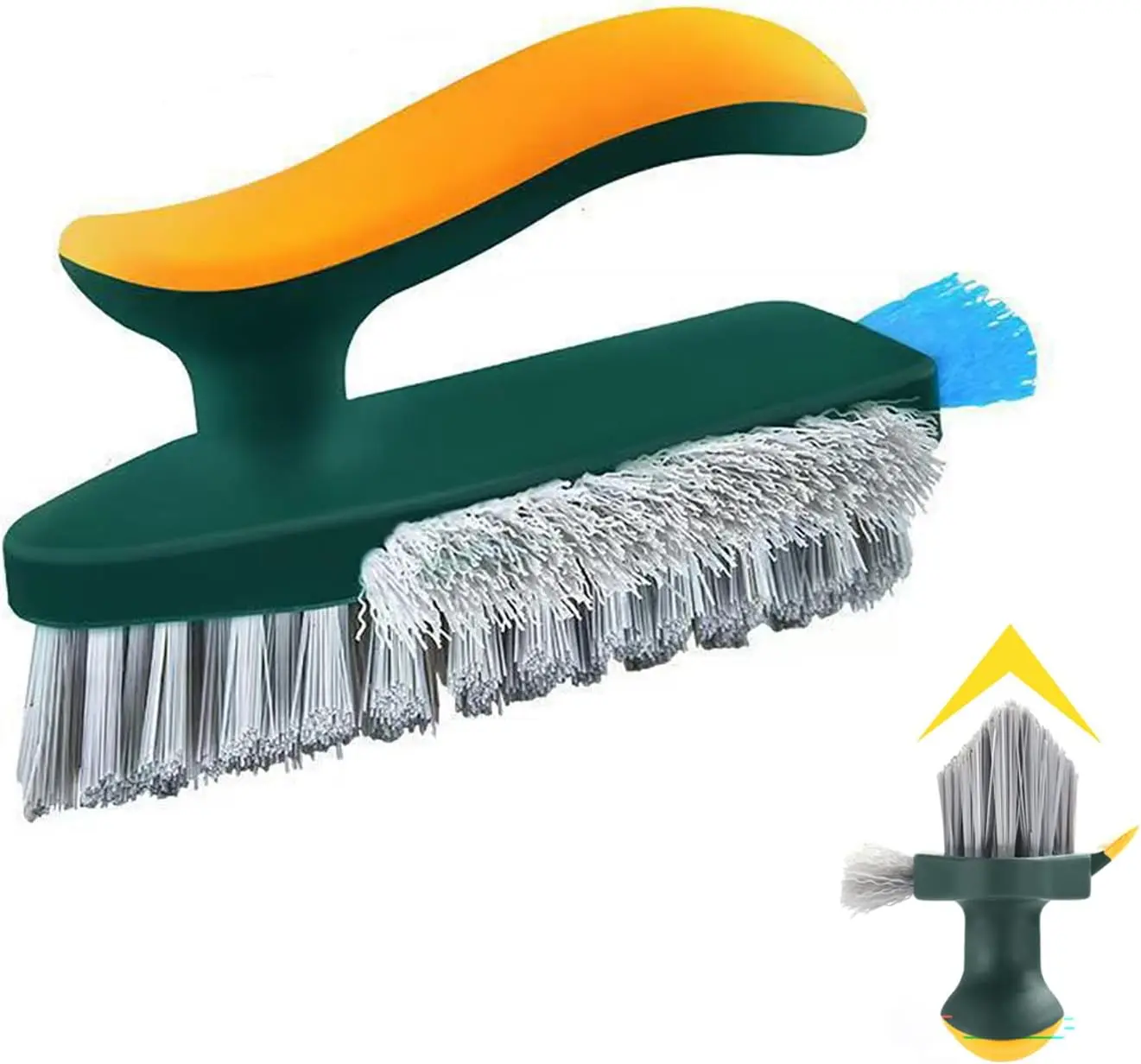 V Shape Tile Grout Cleaner Brush with Scrape, 3 in 1 Stiff Bristles Grout Cleaning Brush for Shower, Bathroom, Corner, Baseboard, Kitchen & Household Use