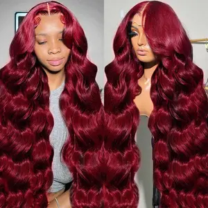 99J Burgundy Lace Front Wigs Human Hair 13x4 HD Body Wave Lace Front Wigs Human Hair 180% Density Pre Plucked