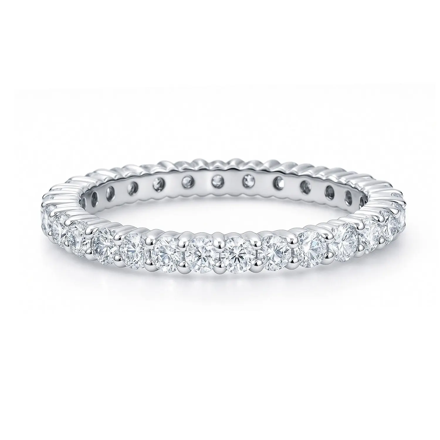 BERRICLE Sterling Silver Wedding Rings Stackable Eternity Band Ring for Women, Pave Set Round Cut Cubic Zirconia CZ