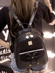 Minimalist Black Bow Backpack, Fashion Backpack for Office Commute