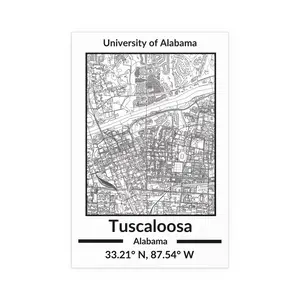 Map of Tuscaloosa, Alabama Poster no Frame (Black and White)
