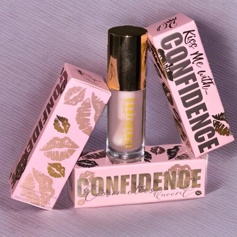 Confidence Lip Gloss "Unfiltered" High Shine, Non-Sticky + Long Lasting Makeup Lipstick in Clear Tube Packaging - Glossy